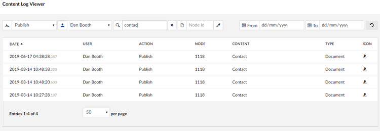 Content Log Filtering