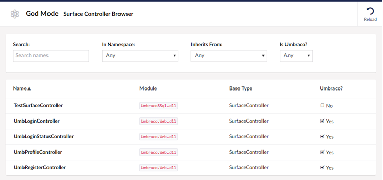 God Mode Surface Controller browser