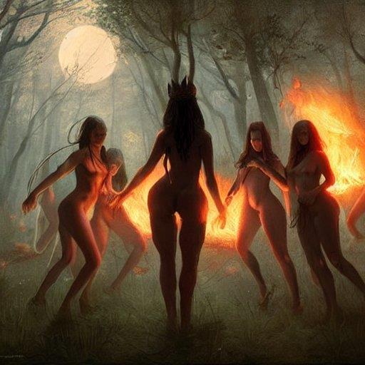 Witches Dancing Around Fire