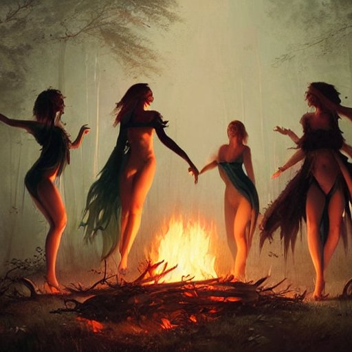 Witches Dancing Around Fire