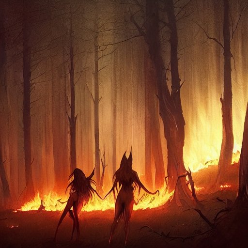 Witches Dancing Around Fire