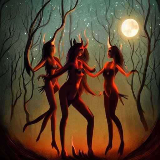 Witches Dancing Around Fire