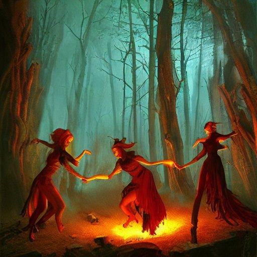 Witches Dancing Around Fire