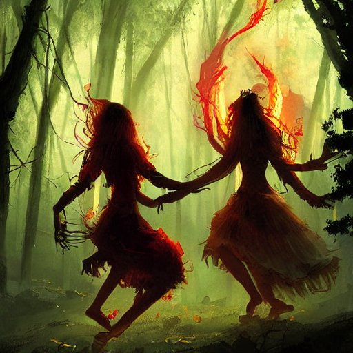 Witches Dancing Around Fire