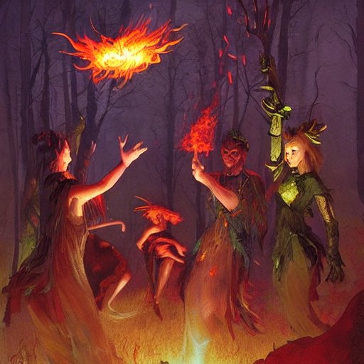 Witches Dancing Around Fire