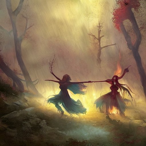 Witches Dancing Around Fire