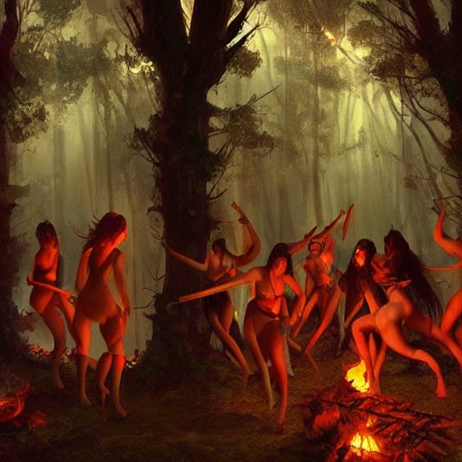 Witches Dancing Around Fire