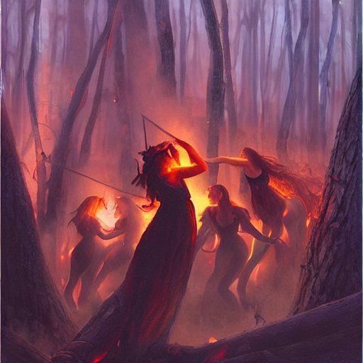 Witches Dancing Around Fire