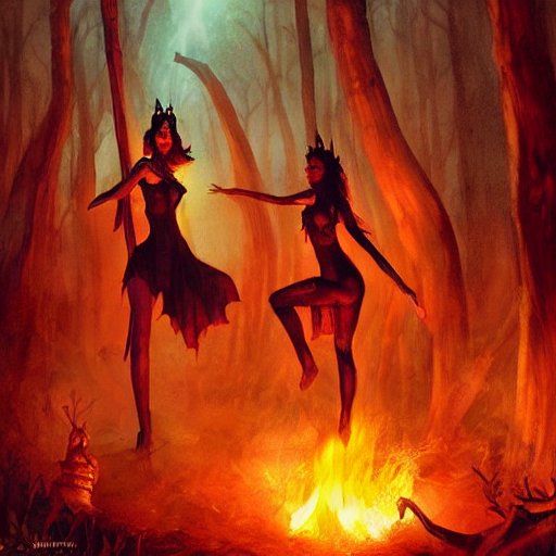 Witches Dancing Around Fire