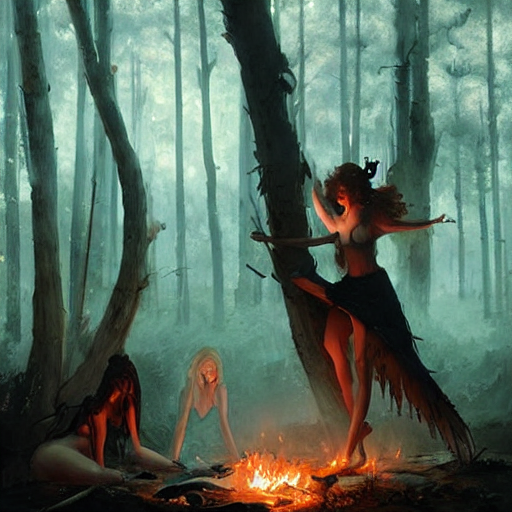 Witches Dancing Around Fire