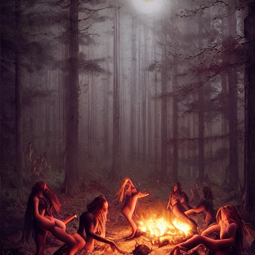 Witches Dancing Around Fire