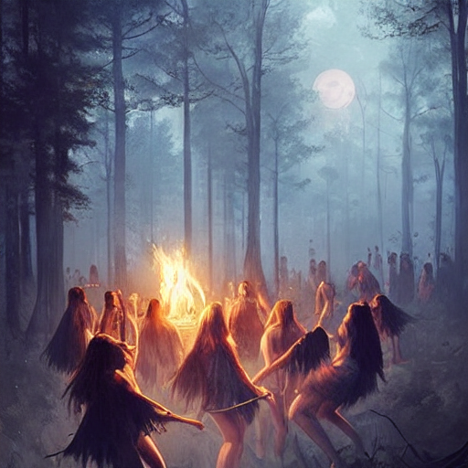 Witches Dancing Around Fire