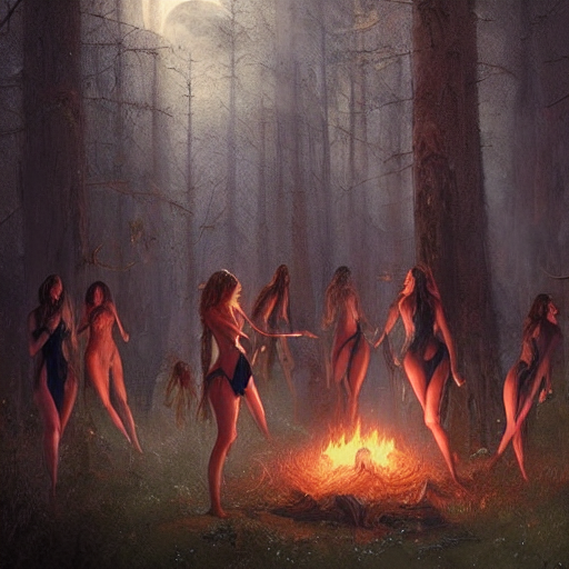 Witches Dancing Around Fire