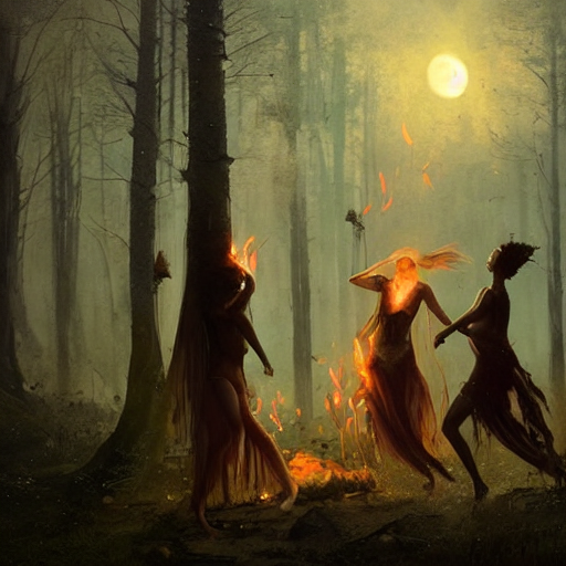Witches Dancing Around Fire