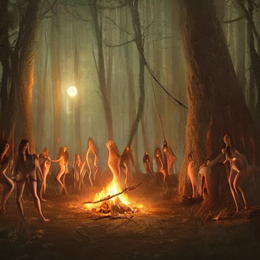 Witches Dancing Around Fire