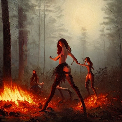 Witches Dancing Around Fire