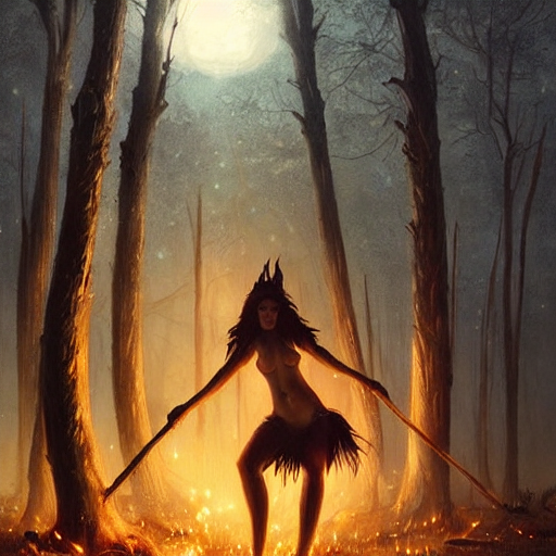 Witches Dancing Around Fire