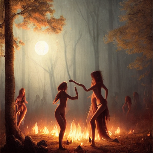 Witches Dancing Around Fire