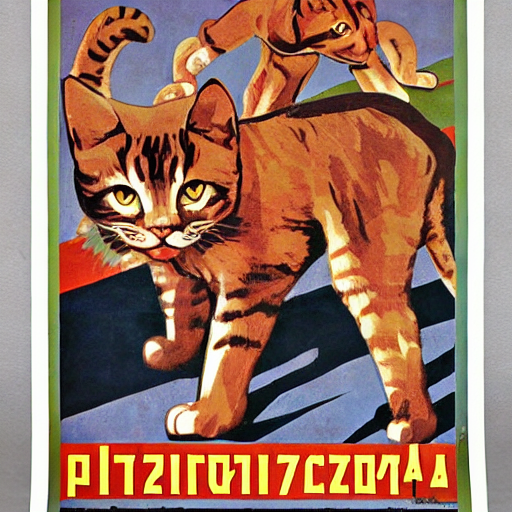 Soviet Socialist Realism Poster Cats